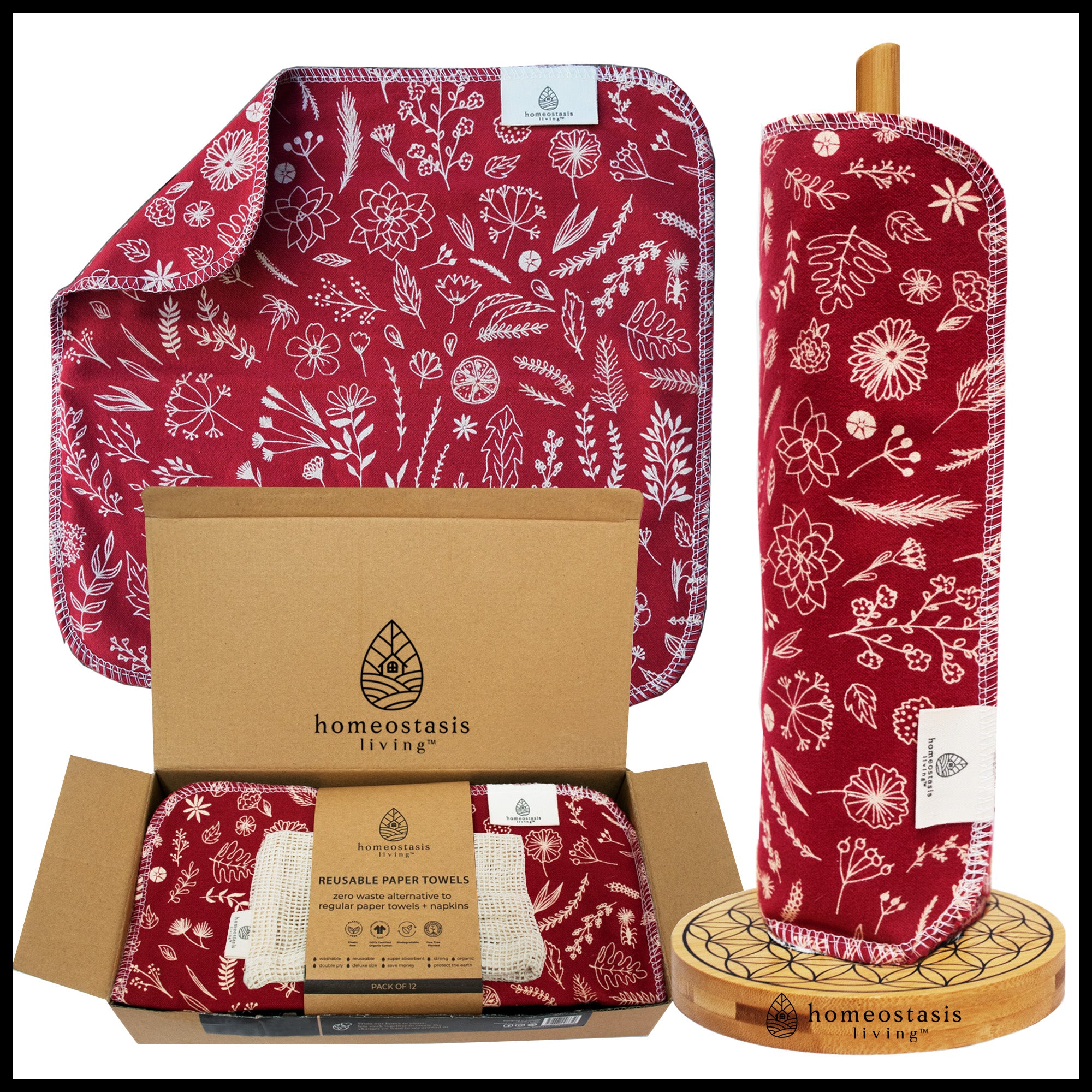 REusable Paper Towels (Botanical - Shades - Berry)
