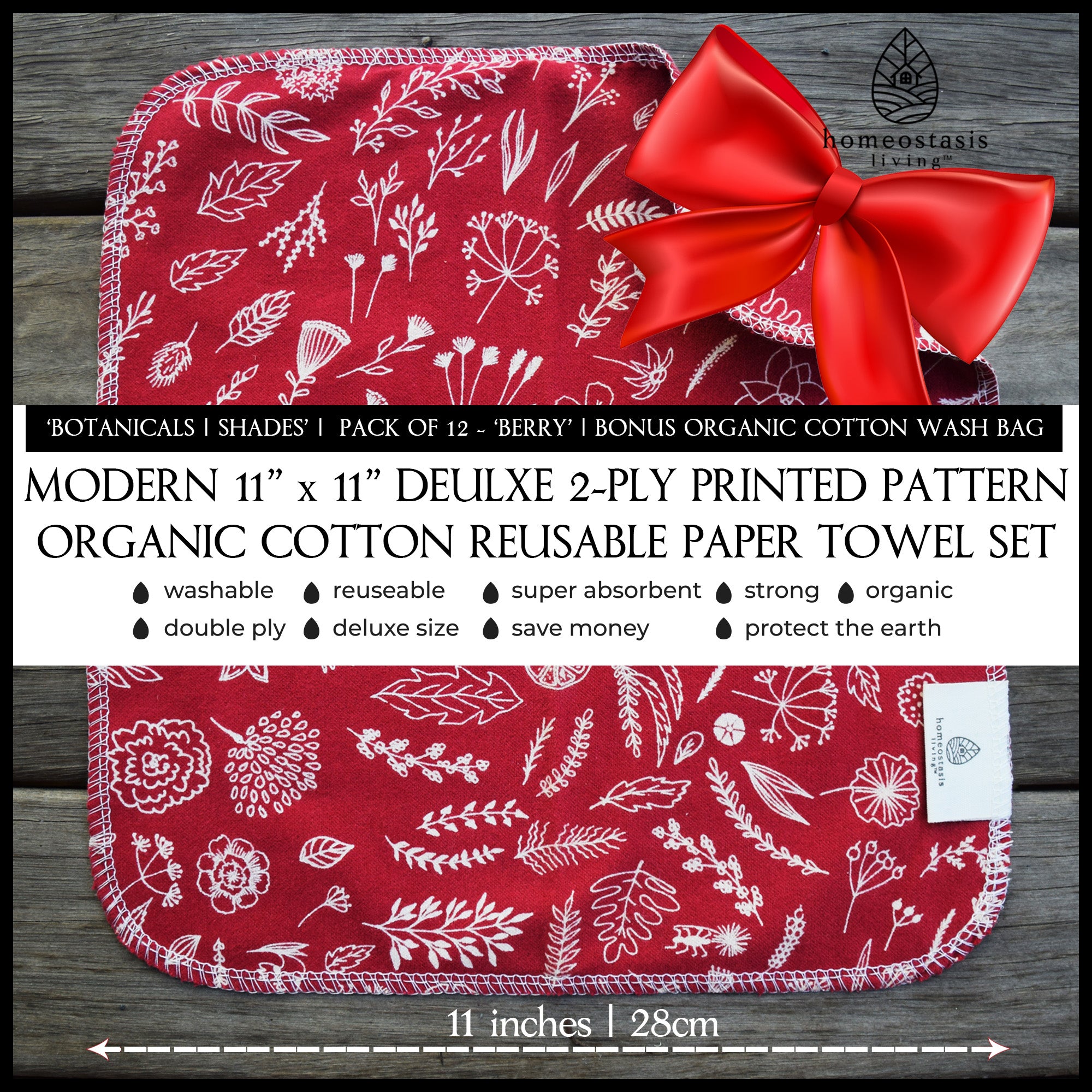REusable Paper Towels (Botanical - Shades - Berry)