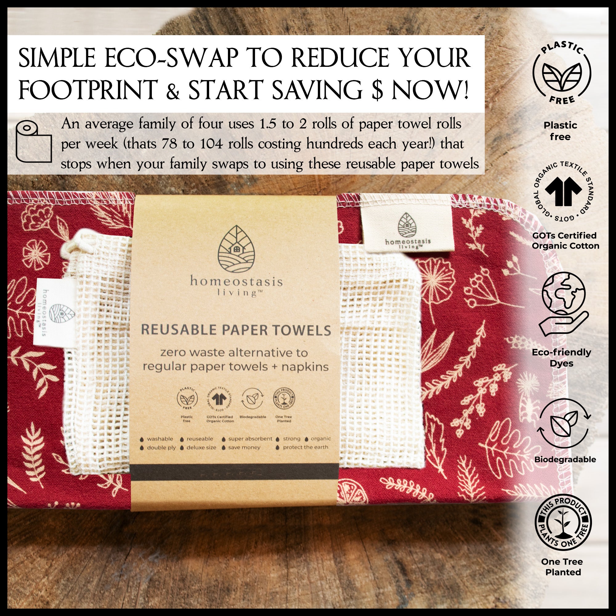 REusable Paper Towels (Botanical - Shades - Berry)
