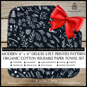 REusable Paper Towels (Botanical - Shades - Charcoal)