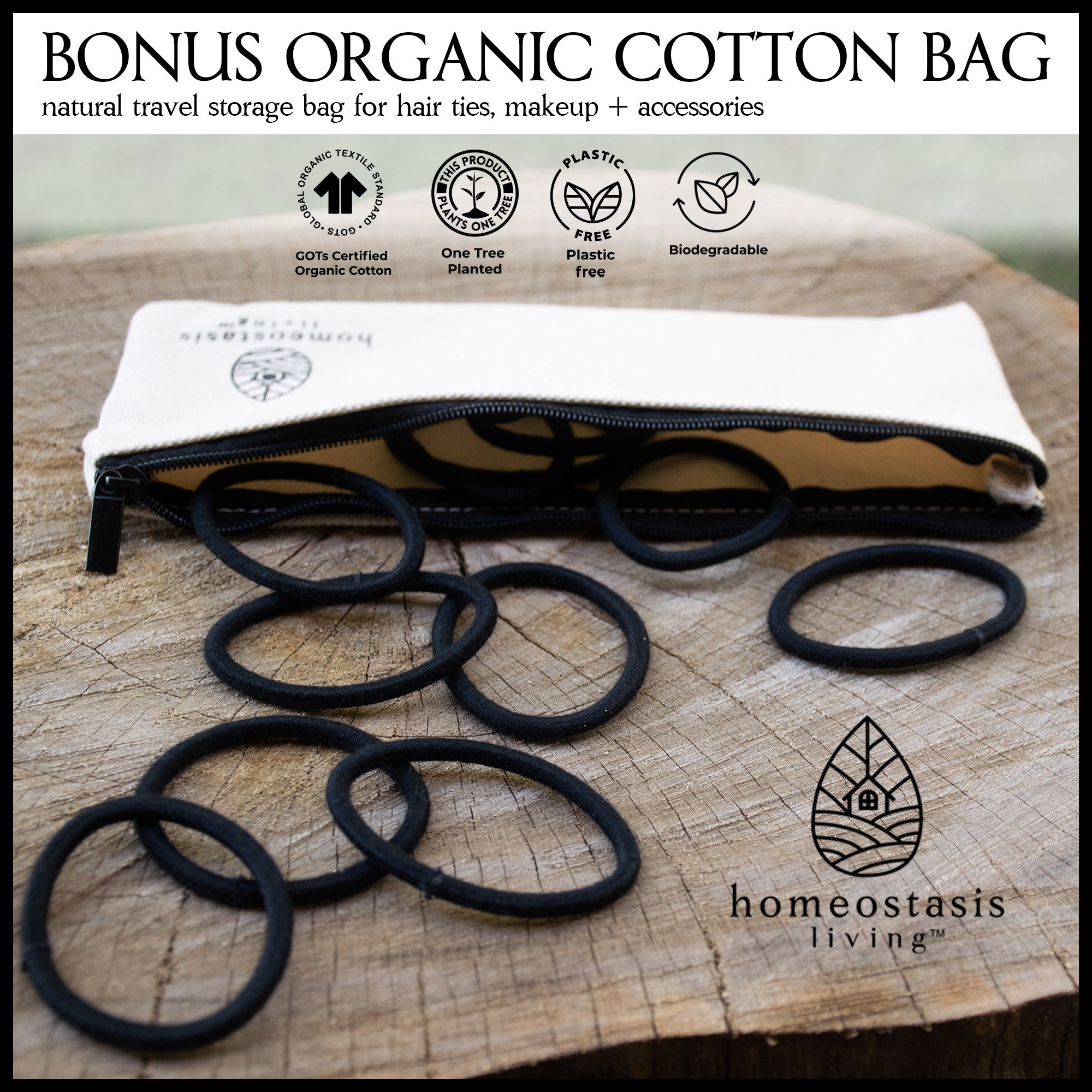 Biodegradable + Organic Hair Ties (Black | 30 pack)